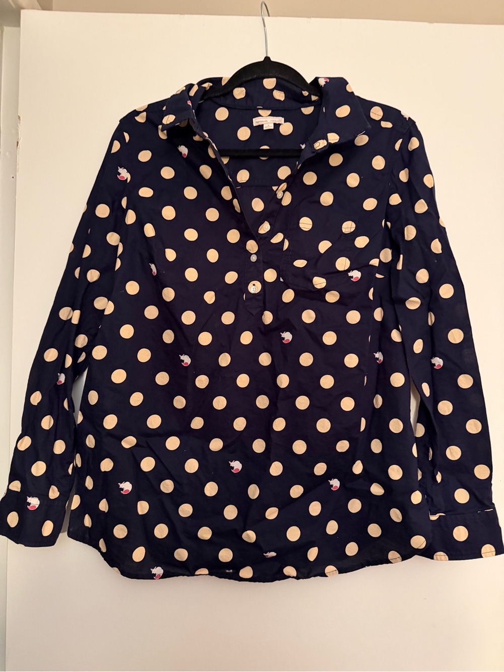 Gap Maternity Navy Blue Polka Dot Blouse size M